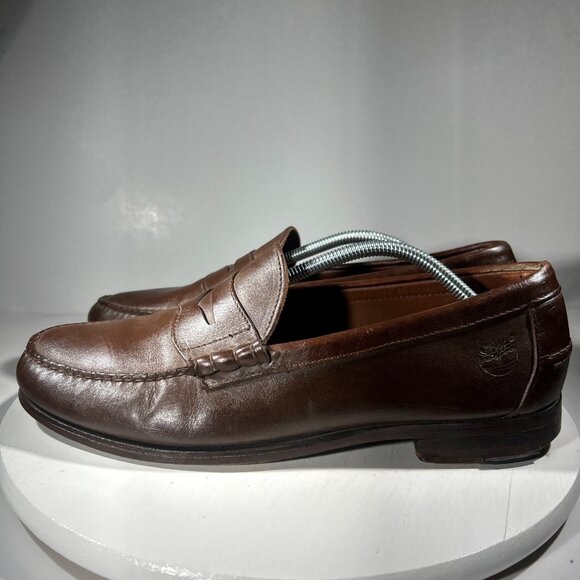 Timberland Mens Size 12 W Wide Loafers Slip-On Shoes Brown Leather Penny Moc To - Picture 1 of 11